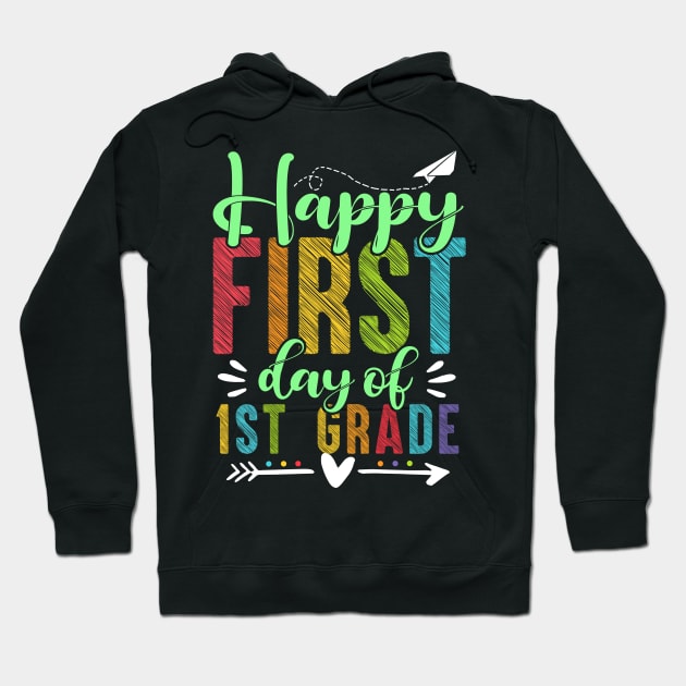 Happy First Day Of 1st Grade Teacher Student  Back To School Hoodie by TeeBlade